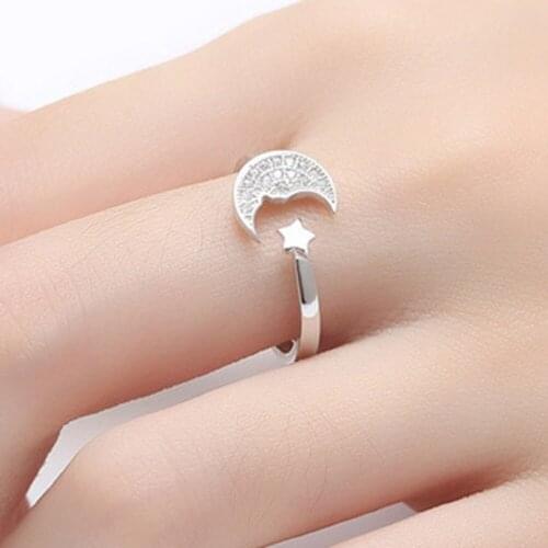 Charming Jewelry Creative Personality Moon And Stars Adjustable Women Finger Ring