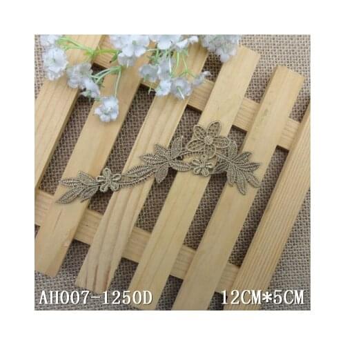 50pcs 12CMX5CM Gold Lace Patch Polyester Embroidery Color Applique Patch Manual DIY Clothing Decoration Wedding Accessories