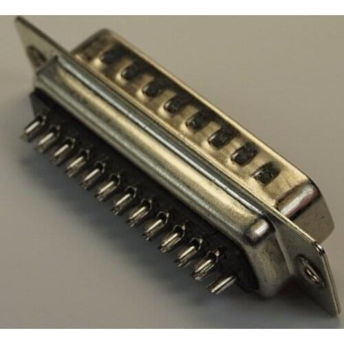 100pcs / Lot 25Pin D-sub connector Straight Male black insulator dual rows solder type Rohs New