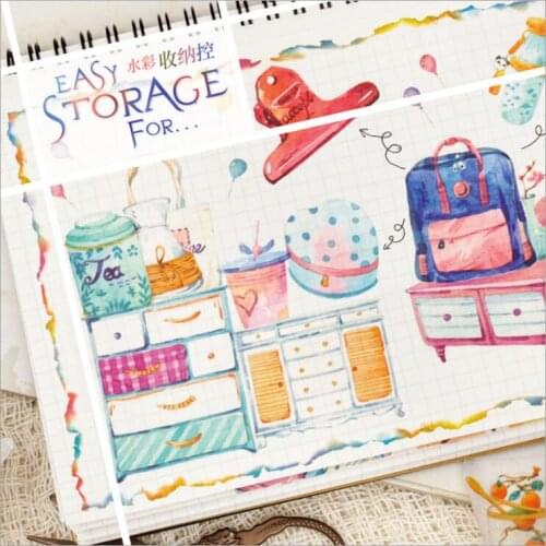 2Pcs/Lot watercolor storage space cupboard Box Decoration Planner washi tape DIY Diary album Scrapbooking masking tape escolar