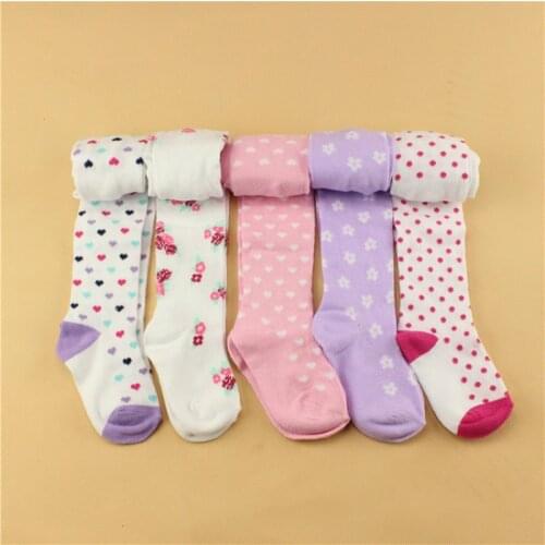 3psc/lot Spring Autumn Flower Patterns Printing Baby Pantyhose Pure Cotton Jacquard High Quality Infant Bottoming Stockings