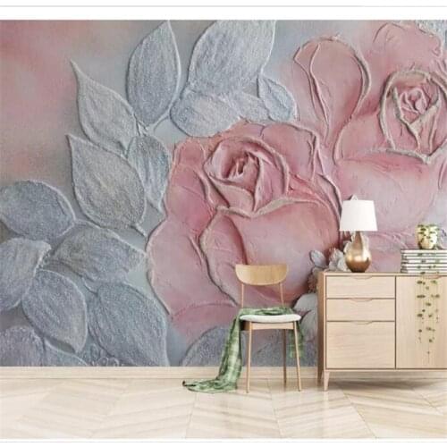 Wellyu Custom wallpaper papel de parede 3d 3D embossed rose flower sofa background wall painting papier peint behang tapeta
