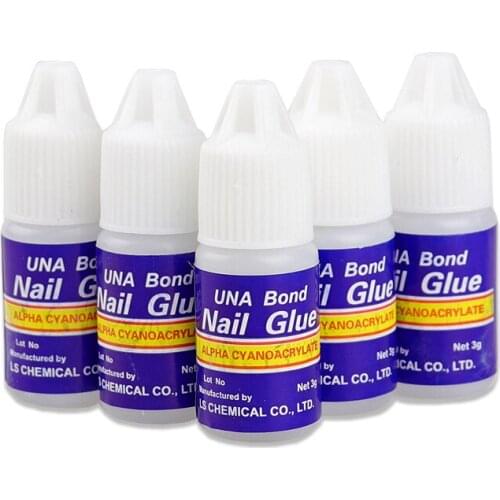 5 Bottles/lot Fast Drying Nail Glue for False Nails Glitter Rhinestones Acrylic Decorations 3g False Nail Art Tips Glue