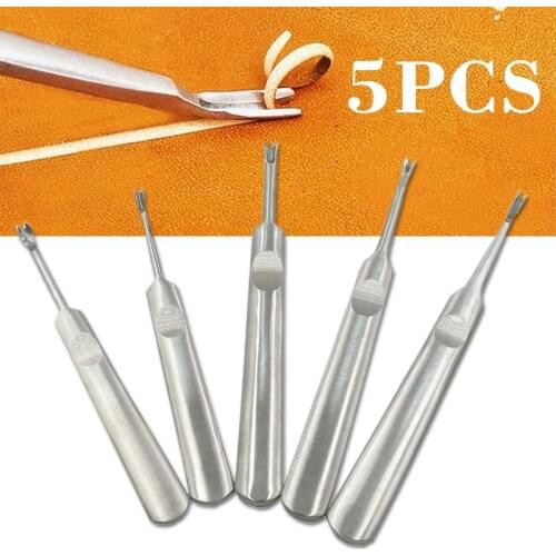 5pcs/set V Shape Leather Edge Groover Skiving Tool Set for DIY Stitching Cutting Beveler Skiving Polishing Carving Leather Craft