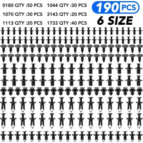 6 Size 190Pcs Auto Fastener Clips For Mitsubishi Asx Lancer 10 9 Outlander 2013 Pajero Sport L200