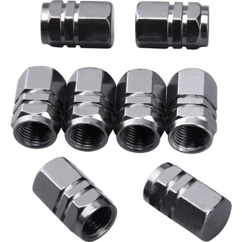 8 Pieces Tire Stem Valve Caps Wheel Valve Covers Car Dustproof Tire Cap, Hexagon Shape Titanium Gray