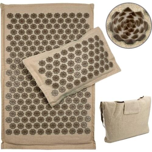 Lotus Acupressure Spike Mat Linen Coconut Fiber Back Body Massage Pillow Stress Relief Massager Cushion Yoga Shiatsu Acupuncture