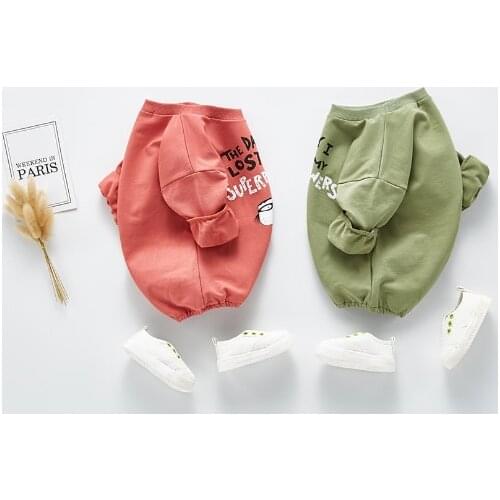 Angoubebe 201H01 New Newborn Baby Clothes Boys Girls Romper Letter Dog Printed Long Sleeve Cotton Romper Kids Jumpsuit