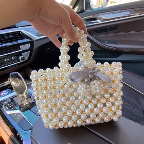 Hollow Out Style Women Evening Bags Beaded Tassel Vintage Day Clutch Bucket Open Handbags Purse Bags