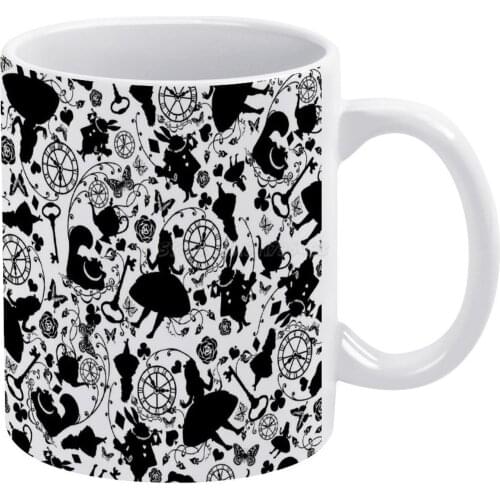 Alice in White Mug Ceramic Mug Creative Mug Alice in Alice White Rabbit Cheshire Cat Rose Key Flowers Hearts