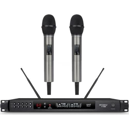 Handheld Style Dual Microphone Wireless Professional Long Range Wireless Microphone For Karaoke