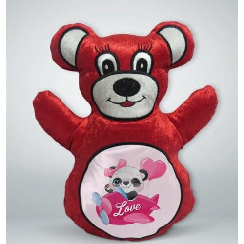 BK Gift Cute Panda Design Red Teddy Bear Yastık-5