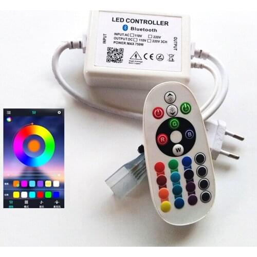 AC 220V 110V Bluetooth RGB led Controller For SMD 3528 5050 led Strip DIY IOS/Android App IR remote controller Free shipping
