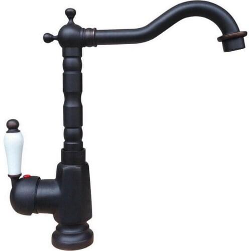 Black Oil Rubbed Bronze Kitchen Wet Bar Bathroom Vessel Sink Faucet Mixer Tap Single Hole Swivel Spout One Handle mnf335
