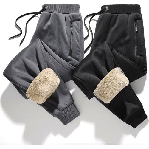 Mountaineering trouser Men Casual Plus Velvet Sport Pant Winter Warm Outdoor Sportswear Loose Solid Drawstring Elastic Long Pant
