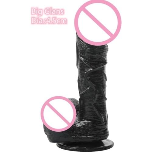19CM Black Realistic Dildos With Suction Cup Big Glans Dildo Penis G Spot Vagina Stimulator Female Masturbation Sex Products