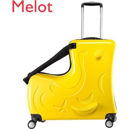 Childrens Riding Trolley Case Universal Wheel Travel Suitcase Boy and Girl Baby Portable Luggage 20-Inch High Quality Durable