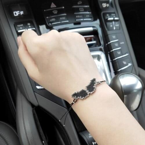 FAIRYWOO New Gothic Feather Bracelets Charm Miyuki Wing Delica Black Angel Drawstring Rope Bracelet Woman Kid Friendship Gifts