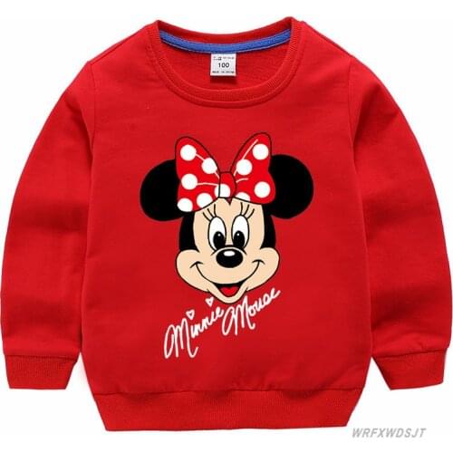 Cartoon Minnie Mickey Mouse Long Sleeve T Shirts Baby Girls Boys Clothes Kids Clothes Sweatshirt Children Hoodies 2-15 Years Old