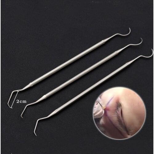The curved hook tainless steel 18cm fat retractor medical retractor double-end Surgical instrument for double eyelid surgery