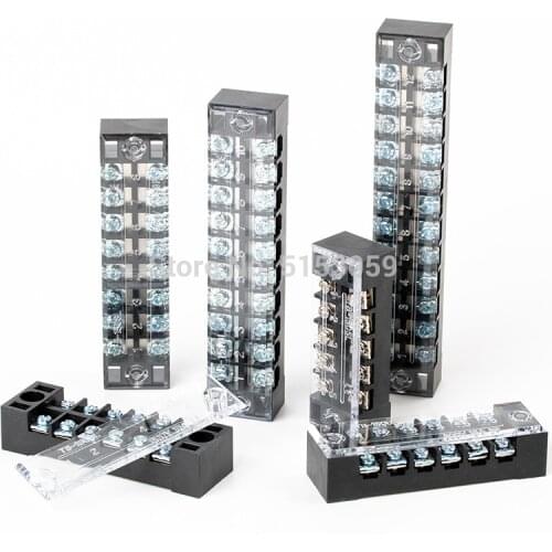 1Pcs Dual Row Barrier Screw Terminal Block Strip Wire Connector 600V 15A 3/4/6/8/10/12 Positions Optional