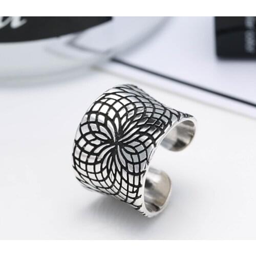 Real 925 Sterling Silver flowers Rings for Women Adjustable Wedding Ring Fashion sterling-silver-jewelry Girls Gift