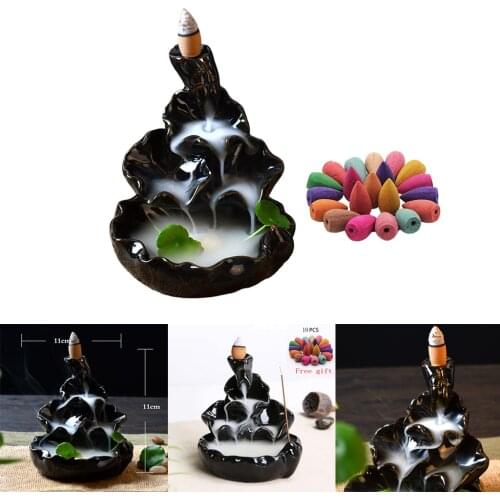 Creative Incense Burner Ceramic Temple Censer Waterfall Incense Burner Incense Cones Holder Home Fragrance Products Decoration