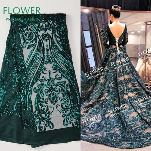 Green Sequined Embroidered Mesh Tulle Lace Fabric 2020 Latest African French Sequins Net Laces Senegal Women Wedding Bride Lace