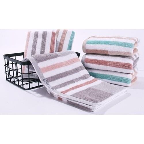 Buy 1 Get 1 Free Multicolor Adult Towel Two Color Stripe Thickened 120g Letter Embroidery Household Stripe Face Towel