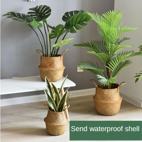 Luanqi Seagrass Wickerwork Basket Rattan Hanging Planting Flower Pot Storage Laundry Basket Home Garden Decorat