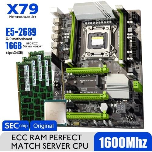 X79 Turbo Motherboard Mainboard LGA2011 ATX E5 2689 CPU 4x 4GB = 16GB DDR3 REG ECC RAM 1600Mhz PC3 NVME M.2 SSD USB PC gaming