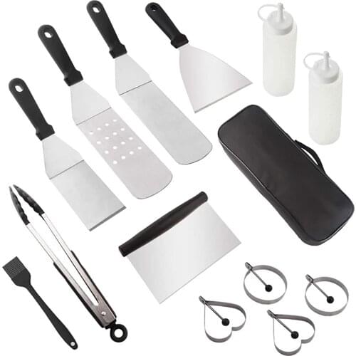Griddle Accessories Kit 14 Pcs Griddle Tools Flat Top Sizzle Grill Cooking Set Outdoor BBQ Teppanyaki and Camp Chef