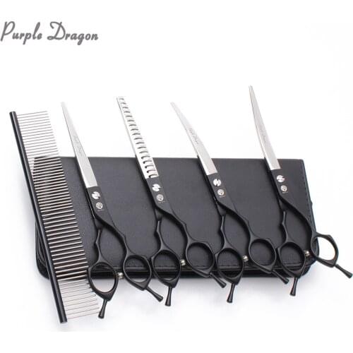 Suit 6.5" 7" 440C Dog Grooming Kit Straight Scissors Thinning Shears UP&Down Curved Shears Comb Professional Pet Scissors Z3009