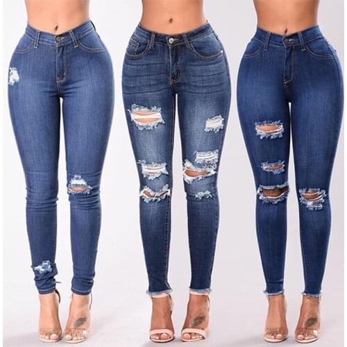 New 2020 Spring Fashion High Waist Mom Jeans Female Ripped Jeans For Women Black Denim Skinny Jeans Woman Plus Size Pencil Pants