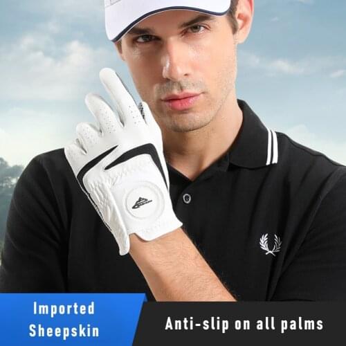 New 2021 slip-resistant golf gloves men leather brand name left right hand golf gloves for men white gloves male