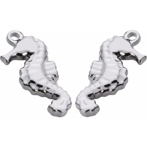 LOULEUR 10pcs/lot Stainless Steel Silver Color Ocean Seahorse Turtle Shell Starfish Fish Charm Pendants for Diy Jewelry Making