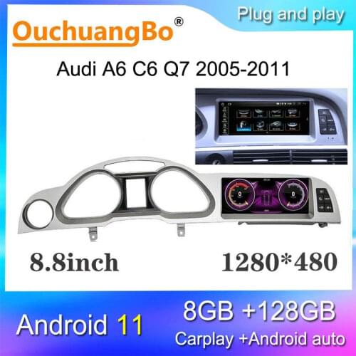 Ouchuangbo audio radio for 8.8 inch A6 A6L C6 4f 2005-2011 Qualcomm Android 10 Video player gps navigation stereo