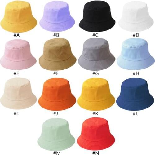 Adult Kids Foldable Bucket Hat Solid Color Hip Hop Wide Brim Beach UV Protection Round Top Fisherman Cap A17 20 Dropship