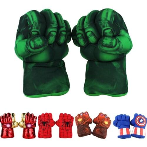 28-30cm Marvel Avengers Hulk Spiderman Ironman Captain America Thanos Cosplay Performing Knuckles Gloves Plush Soft Stuffed Toys