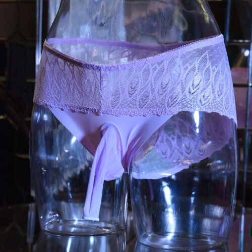 Sexy Women Shiny Lace U Convex Pouch G-string Sheer Hollow Out COCk Ring Sexy Brief Candy Color Low Rise Gay Wear Plus Size F8