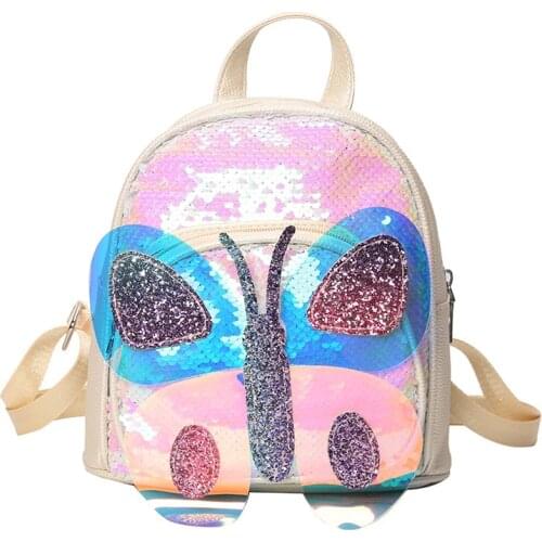 Student Schoolbag 2020 Autumn And Winter New Cute Childrens Backpack Sequin Bow Mini Bag Female Light Girls Backpack Mochila