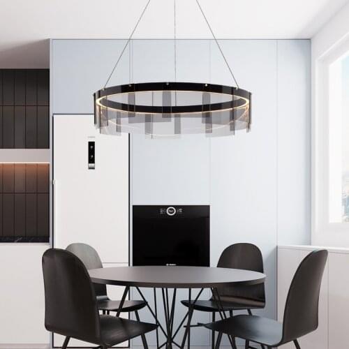LED Nordic Postmodern Chandelier Luxury Round Glass Minimalist Chandelier Lighting Living Room Bedroom Dining Room Hanging Lamp