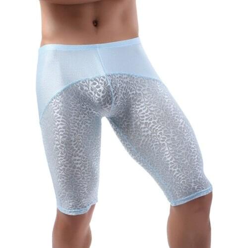 M-XXL Men Sissy Patchwork Leotard Boxers Shorts Panties Male Sexy Breathable Underwear Short Leggings Briefs For Lingerie Party