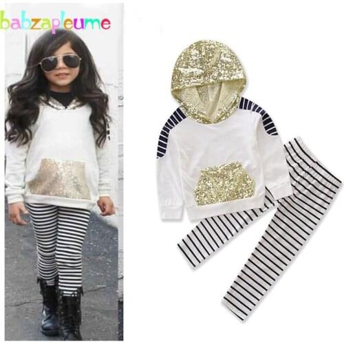 Spring Summer Kids Fashion Clothes For Baby Sport Suit T-shirt+Stripe Pants Toddler Girls Outfits Children Clothing Set BC1367-1