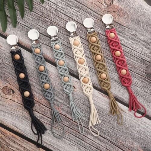 Vintage Braided Baby Cotton Tassel Pacifier Chain for Newborn Teething Soother Chew Toy Dummy Clips