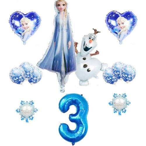 12pcs Big Frozen Elsa Olaf Foil Balloons 32inch Blue Number Balls Birthday Party Decorations Baby shower Air Golos Kid Love toy
