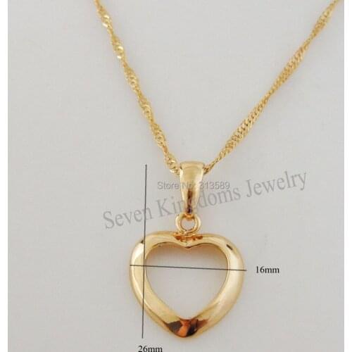 Order 10$ GET FREE SHIPPING/GREAT - YELLOW GOLD GP 18" NECKLACE &PLAIN HEART CUTE PENDANT/Great Money Maker