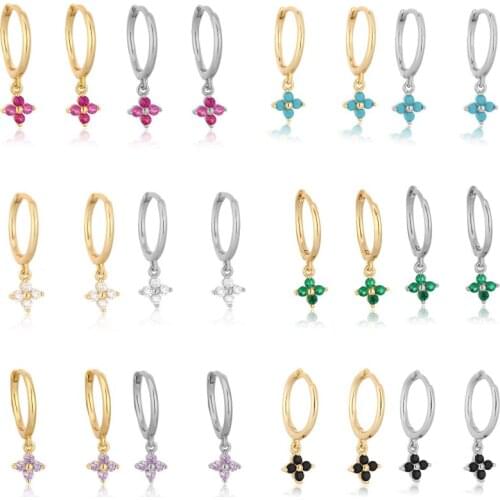 LOOXI Silver Gold Color Rose Red Purple Drop Earring Women Luxury Fashion Piercing Rock Punk Jewelry Ohrringe Pendiente Earrings