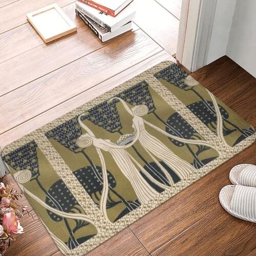 Art Nouveau Women Doormat Carpet Mat Rug Polyester Anti-slip Floor Decor Bath Bathroom Kitchen Balcony 40x60