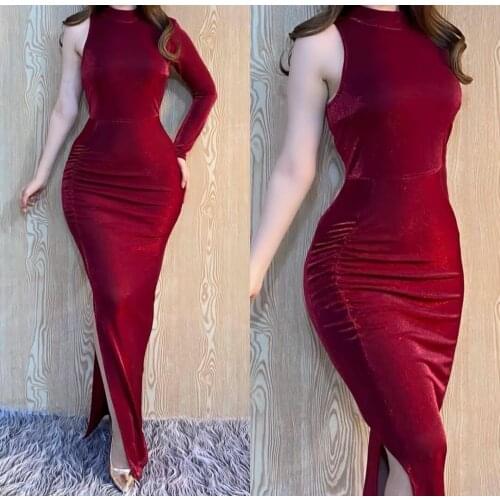 Vintage High Neck Long Burgundy Mermaid Evening Dresses Velvet Floor Length Zipper Back Formal Party Dresses for Women